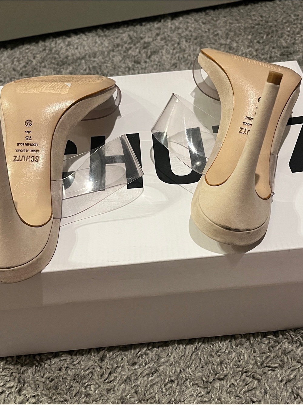 SCHUTZ Nude Clear-Strap Mule Heels - Picture 4 of 5